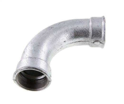 Racor acodado 90deg Rp2'' Hembra Hierro fundido largo 25bar (351.25psi)