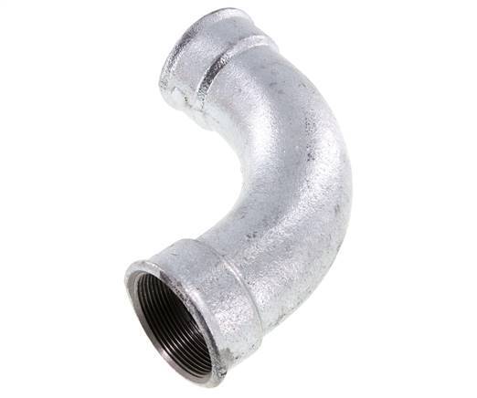 Racor acodado 90deg Rp2'' Hembra Hierro fundido largo 25bar (351.25psi)