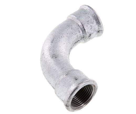 Racor acodado 90deg Rp1'' Hembra Hierro fundido largo 25bar (351.25psi)