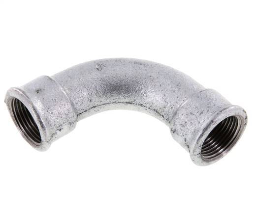 Racor acodado 90deg Rp1'' Hembra Hierro fundido largo 25bar (351.25psi)