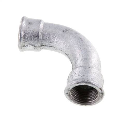 Racor acodado 90deg Rp1'' Hembra Hierro fundido largo 25bar (351.25psi)