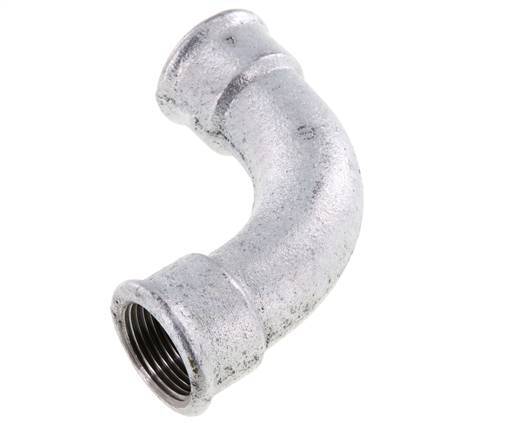 Racor acodado 90deg Rp1'' Hembra Hierro fundido largo 25bar (351.25psi)