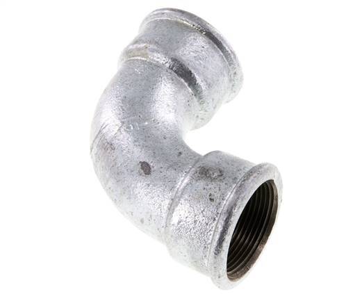 Racor acodado 90deg Rp1 1/2'' Hembra Hierro fundido corto 25bar (351.25psi)