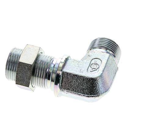 Racor acodado 90deg Pasamuros G3/4'' Acero alta presión 60° Cono 325bar (4566.25psi) Hidráulico