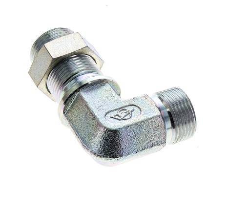 Racor acodado 90deg Pasamuros G3/4'' Acero alta presión 60° Cono 325bar (4566.25psi) Hidráulico