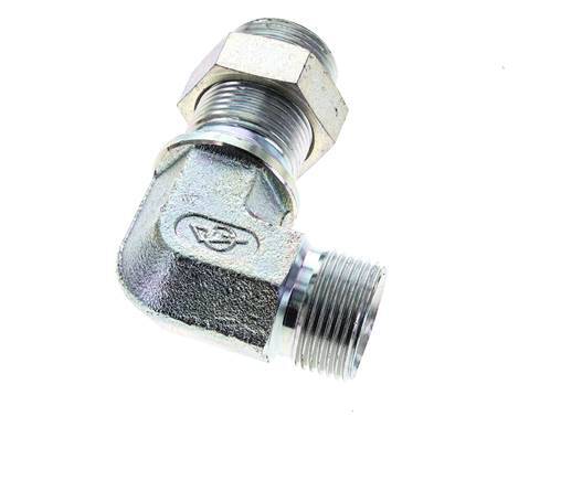 Racor acodado 90deg Pasamuros G3/4'' Acero alta presión 60° Cono 325bar (4566.25psi) Hidráulico