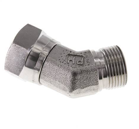 Racor Acodado 45deg G3/4'' Hembra x Macho Acero Inoxidable Alta Presión 60° Cono 175bar (2458.75psi) Hidráulico