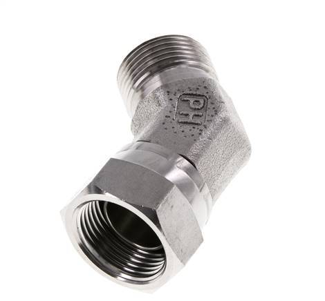 Racor Acodado 45deg G3/4'' Hembra x Macho Acero Inoxidable Alta Presión 60° Cono 175bar (2458.75psi) Hidráulico