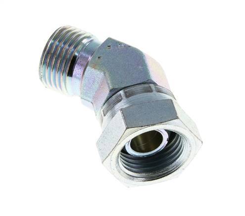 Racor Acodado 45deg G1/2'' Hembra x Macho Acero Alta Presión 60° Cono 300bar (4215.0psi) Hidráulico