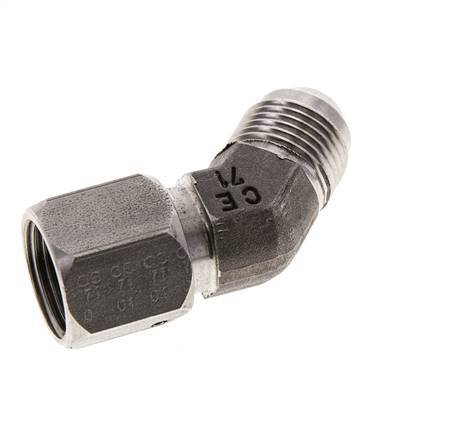 Racor acodado 45deg JIC UNF 3/4''-16 Macho x Hembra Acero inoxidable 275bar (3863.75psi)