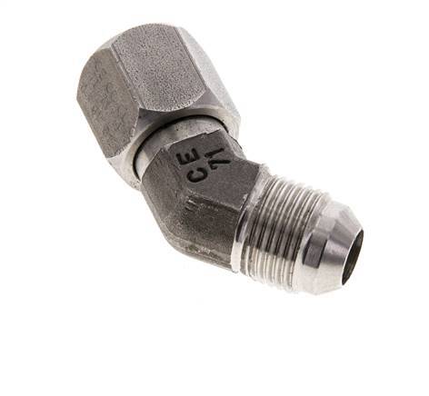 Racor acodado 45deg JIC UNF 3/4''-16 Macho x Hembra Acero inoxidable 275bar (3863.75psi)