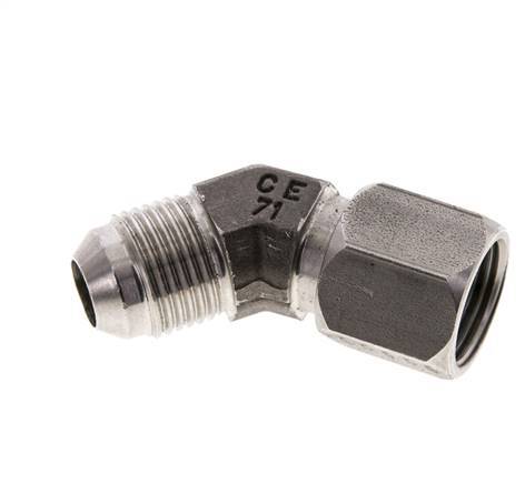 Racor acodado 45deg JIC UNF 3/4''-16 Macho x Hembra Acero inoxidable 275bar (3863.75psi)