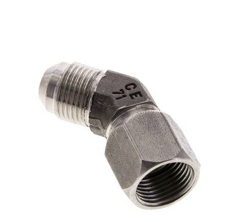 Racor acodado 45deg JIC UNF 3/4''-16 Macho x Hembra Acero inoxidable 275bar (3863.75psi)