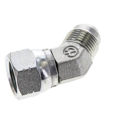 Racor acodado 45deg JIC UNF 3/4''-16 Macho x Hembra Acero 275bar (3863.75psi)