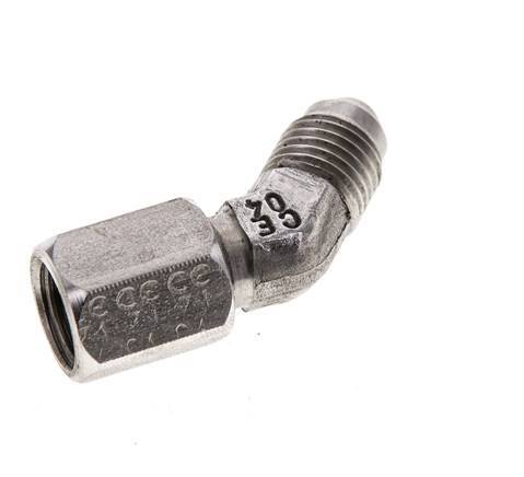 Racor acodado 45deg JIC UNF 7/16''-20 Macho x Hembra Acero inoxidable 310bar (4355.5psi)
