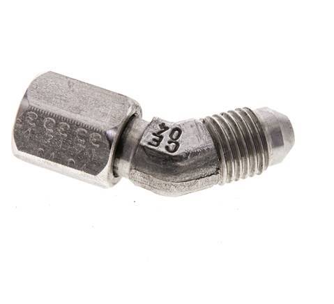 Racor acodado 45deg JIC UNF 7/16''-20 Macho x Hembra Acero inoxidable 310bar (4355.5psi)