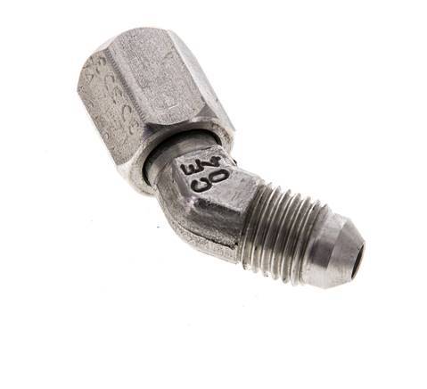 Racor acodado 45deg JIC UNF 7/16''-20 Macho x Hembra Acero inoxidable 310bar (4355.5psi)