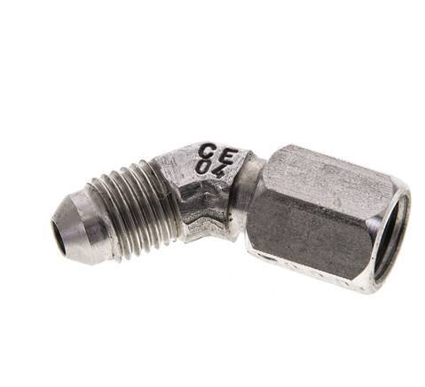 Racor acodado 45deg JIC UNF 7/16''-20 Macho x Hembra Acero inoxidable 310bar (4355.5psi)