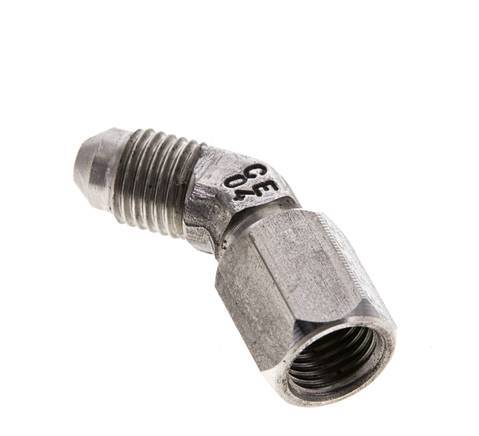 Racor acodado 45deg JIC UNF 7/16''-20 Macho x Hembra Acero inoxidable 310bar (4355.5psi)