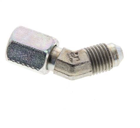 Racor acodado 45deg JIC UNF 7/16''-20 Macho x Hembra Acero 310bar (4355.5psi)