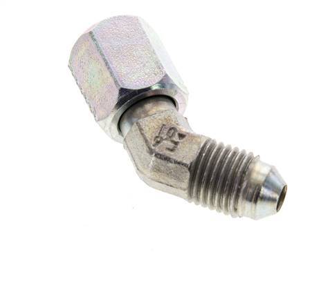 Racor acodado 45deg JIC UNF 7/16''-20 Macho x Hembra Acero 310bar (4355.5psi)