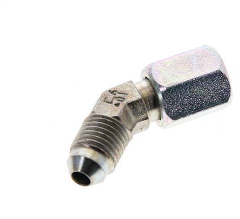 Racor acodado 45deg JIC UNF 7/16''-20 Macho x Hembra Acero 310bar (4355.5psi)