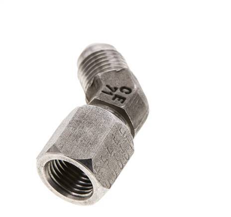 Racor acodado 45deg JIC UNF 1/2''-20 Macho x Hembra Acero inoxidable 275bar (3863.75psi)