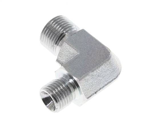 Racor reductor acodado 90deg G1/4'' x G3/8'' Acero alta presión 60° Cono 325bar (4566.25psi) Hidráulico