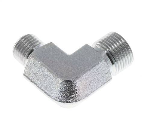 Racor reductor acodado 90deg G1/4'' x G3/8'' Acero alta presión 60° Cono 325bar (4566.25psi) Hidráulico