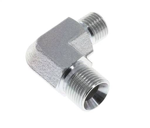 Racor reductor acodado 90deg G1/4'' x G3/8'' Acero alta presión 60° Cono 325bar (4566.25psi) Hidráulico