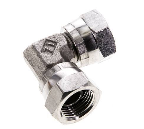 Racor Acodado 90deg G3/8'' Hembra Acero Inoxidable Alta Presión 60° Cono 425bar (5971.25psi) Hidráulico