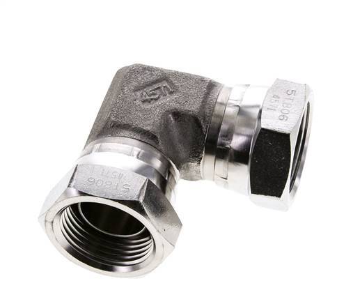 Racor Acodado 90deg G1'' Hembra Acero Inoxidable Alta Presión 60° Cono 150bar (2107.5psi) Hidráulico