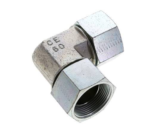 90deg Angled Fitting G1 1/2'' Female High Pressure Steel 60° Cone 125bar (1756.25psi) Hydraulic