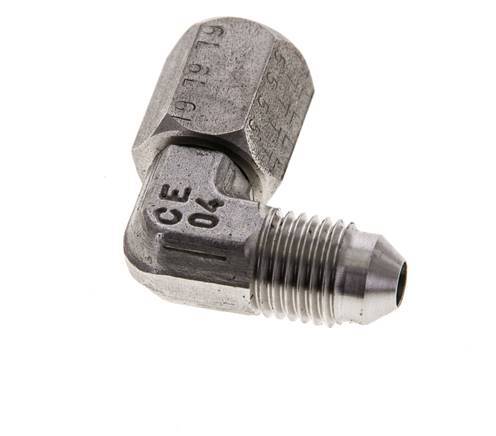 Racor acodado 90deg JIC UNF 7/16''-20 Macho x Hembra Acero inoxidable 310bar (4355.5psi)
