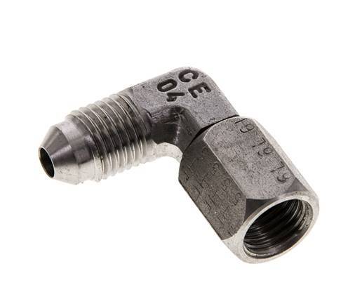 Racor acodado 90deg JIC UNF 7/16''-20 Macho x Hembra Acero inoxidable 310bar (4355.5psi)