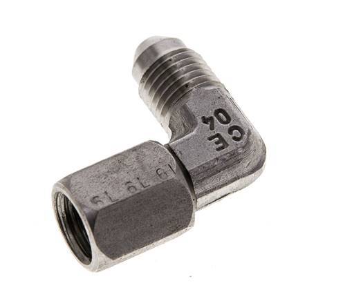 Racor acodado 90deg JIC UNF 7/16''-20 Macho x Hembra Acero inoxidable 310bar (4355.5psi)
