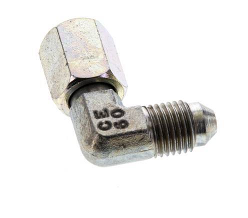 Racor acodado 90deg JIC UNF 7/16''-20 Macho x Hembra Acero 310bar (4355.5psi)