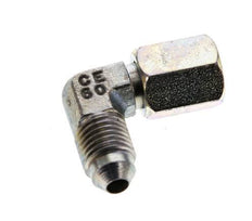 Racor acodado 90deg JIC UNF 7/16''-20 Macho x Hembra Acero 310bar (4355.5psi)