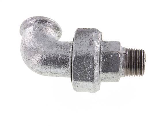 Conector acodado 90deg 1/2'' Macho R x Hembra Rp Hierro fundido Sello cónico 25bar (351.25psi)