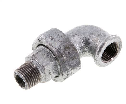Conector acodado 90deg 1/2'' Macho R x Hembra Rp Hierro fundido Sello cónico 25bar (351.25psi)