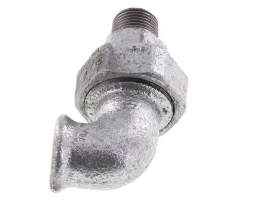 Conector acodado 90deg 1/2'' Macho R x Hembra Rp Hierro fundido Sello cónico 25bar (351.25psi)