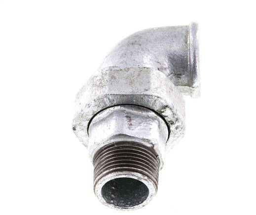 Conector acodado de 90 grados 1'' macho R x hembra Rp hierro fundido junta cónica 25bar (351.25psi)