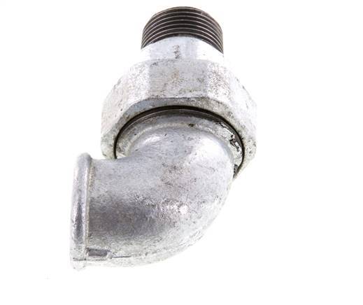 Conector acodado de 90 grados 1'' macho R x hembra Rp hierro fundido junta cónica 25bar (351.25psi)