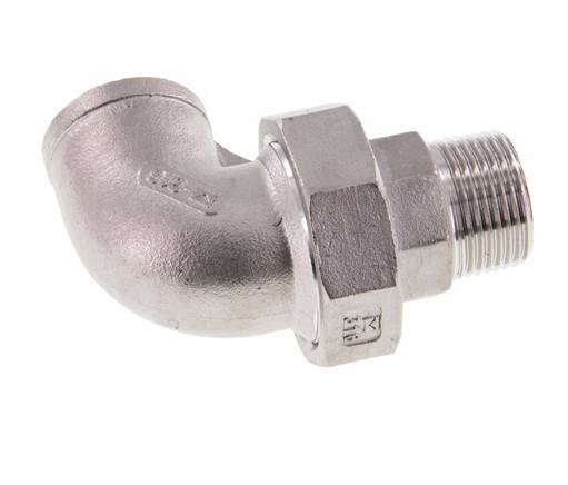 Conector en ángulo de 90 grados 3/4'' macho R x hembra Rp Acero inoxidable Junta cónica 16bar (224.8psi)