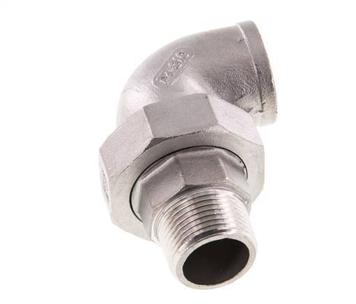 Conector en ángulo de 90 grados 3/4'' macho R x hembra Rp Acero inoxidable Junta cónica 16bar (224.8psi)