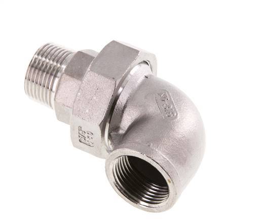 Conector en ángulo de 90 grados 3/4'' macho R x hembra Rp Acero inoxidable Junta cónica 16bar (224.8psi)