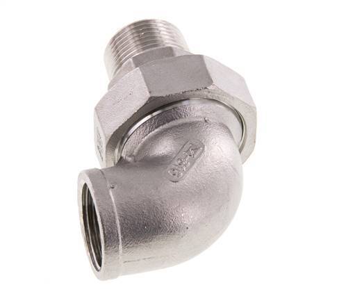 Conector en ángulo de 90 grados 3/4'' macho R x hembra Rp Acero inoxidable Junta cónica 16bar (224.8psi)