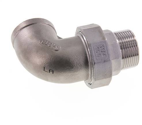 Conector acodado 90deg 1 1/4'' Macho R x Hembra Rp Acero inoxidable Junta cónica 16bar (224.8psi)