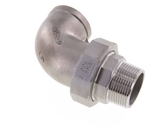 Conector acodado 90deg 1 1/4'' Macho R x Hembra Rp Acero inoxidable Junta cónica 16bar (224.8psi)