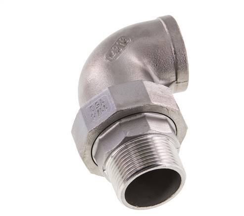 Conector acodado 90deg 1 1/4'' Macho R x Hembra Rp Acero inoxidable Junta cónica 16bar (224.8psi)